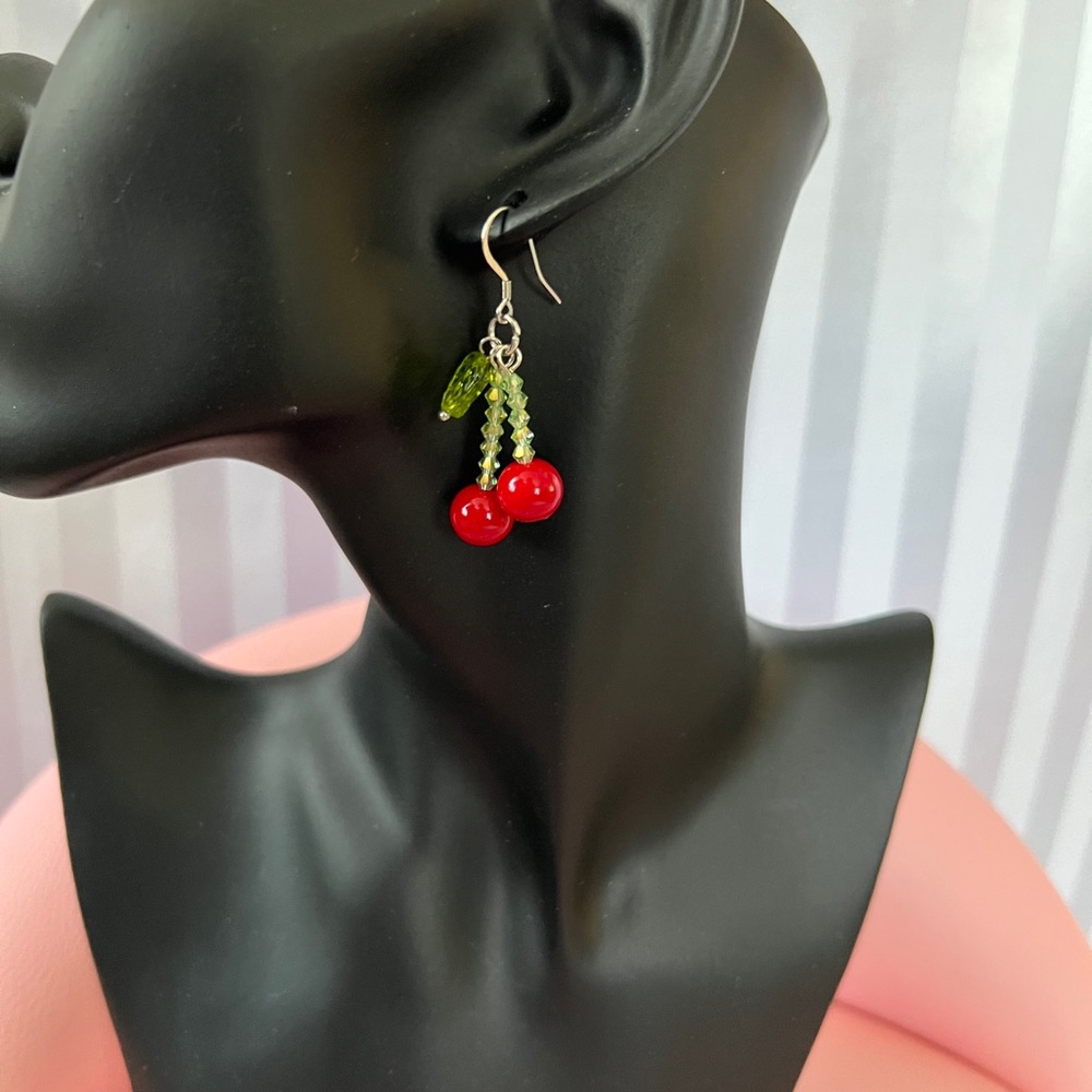 Handcrafted cherry earrings